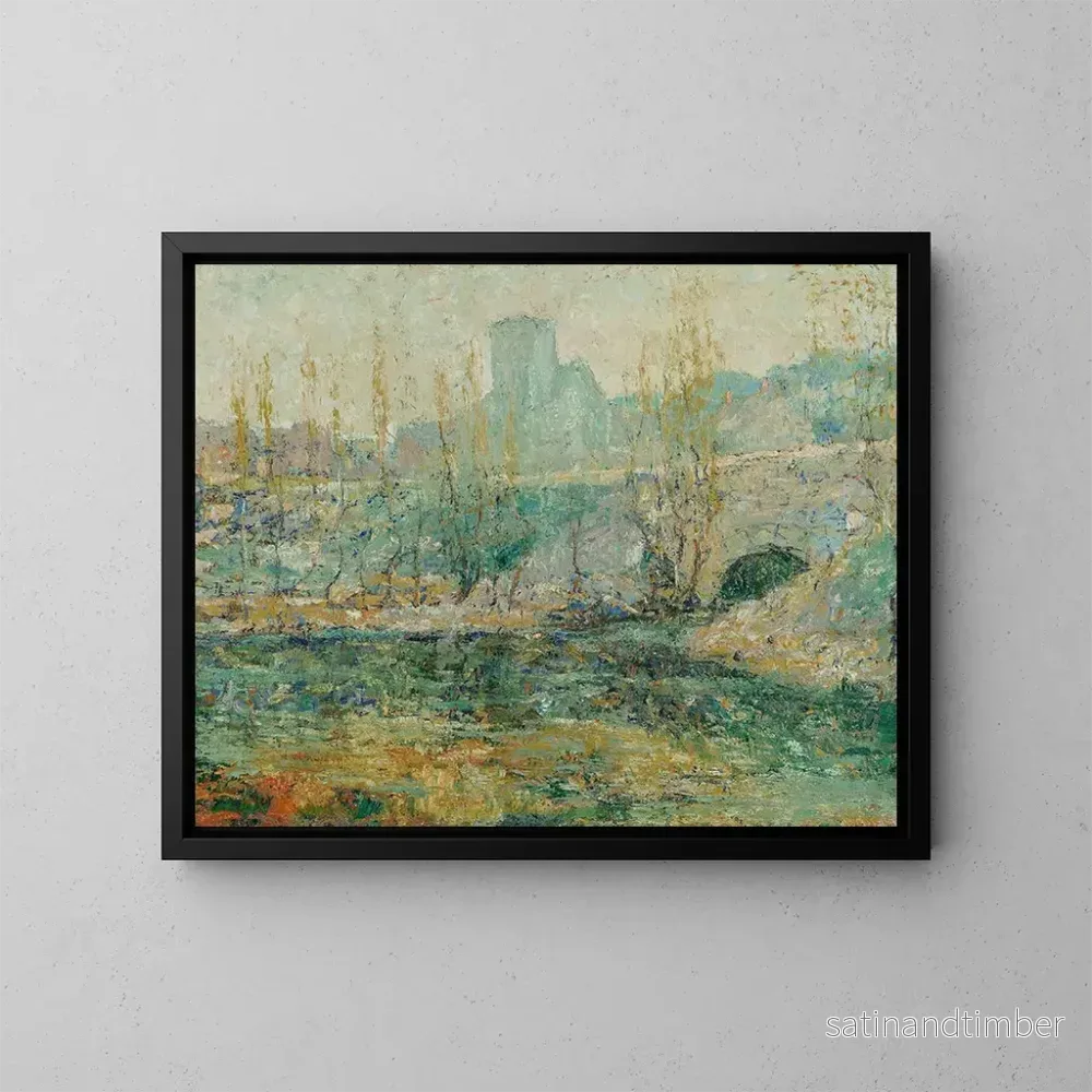 Reproduktion av målningen Le bassin et le pont Gapstow, New York City - Ernest Lawson