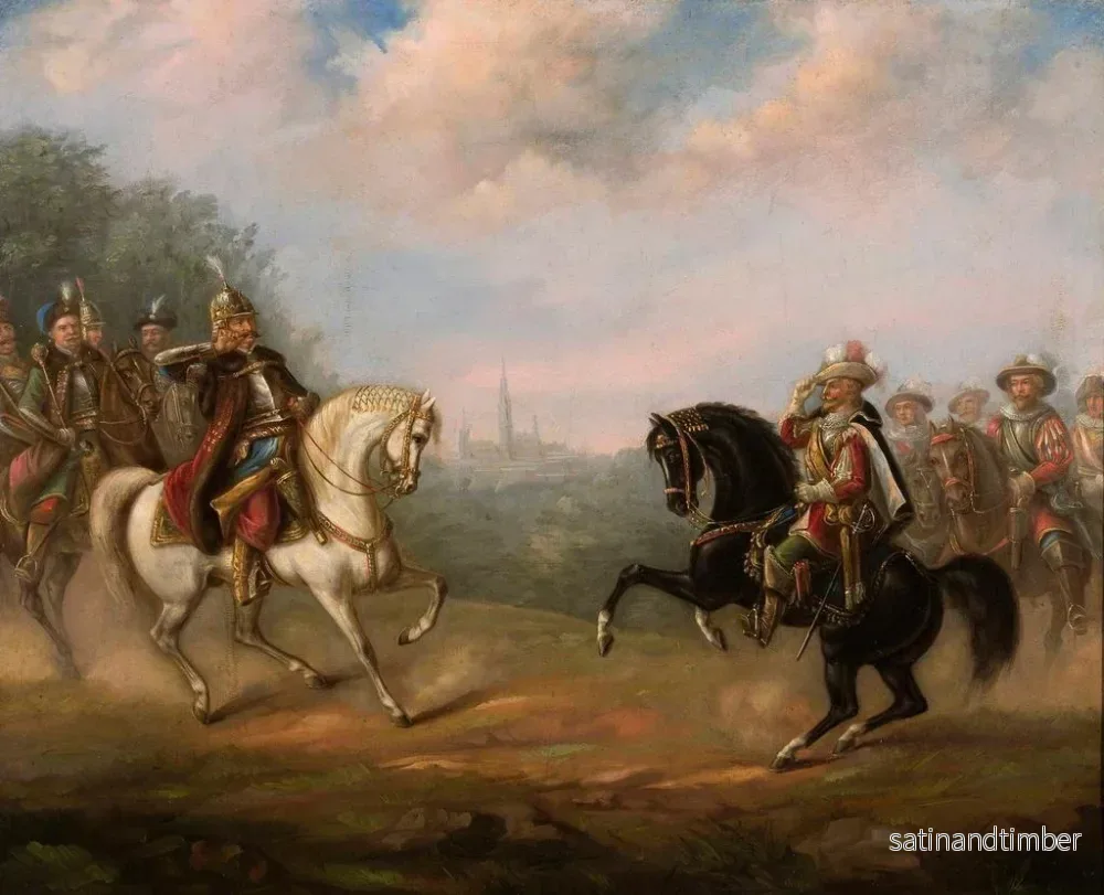Reproduktion av målningen Le roi Jean III Sobieski rencontre l'empereur Léopold à Vienne - Feliks Sypniewski - Bild 2