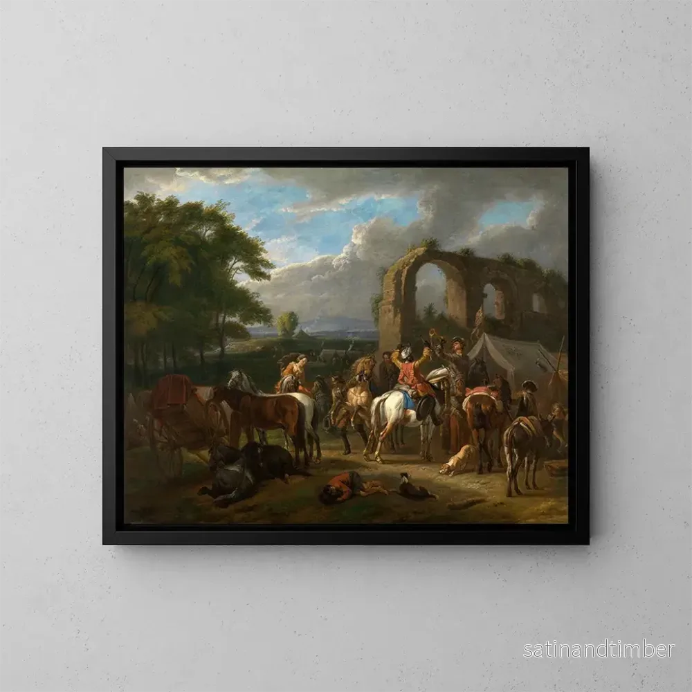 Reproduktion av målningen Scène de cavaliers - Pieter van Bloemen