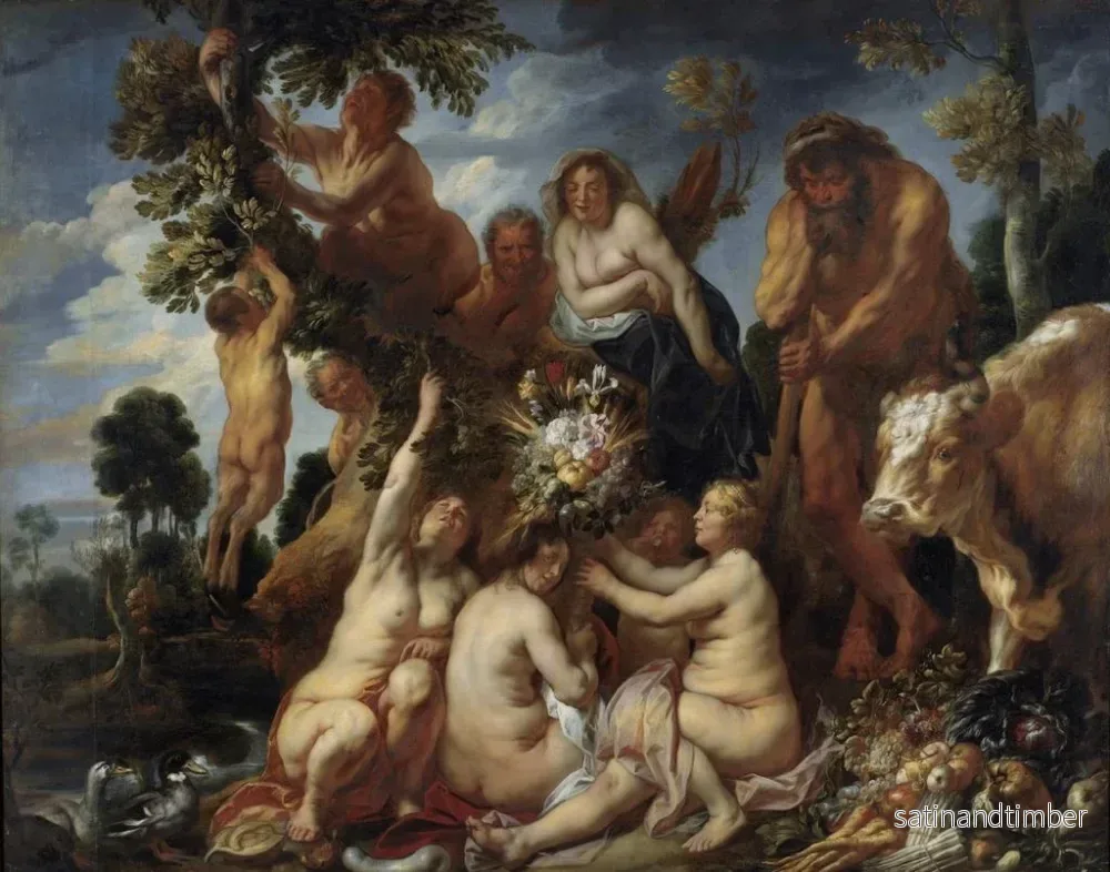 Reproduktion av målningen Achéloos besegrad av Herkules, ursprunget till horn av överflöd, allegori för fertilitet - Jacob Jordaens - Bild 2