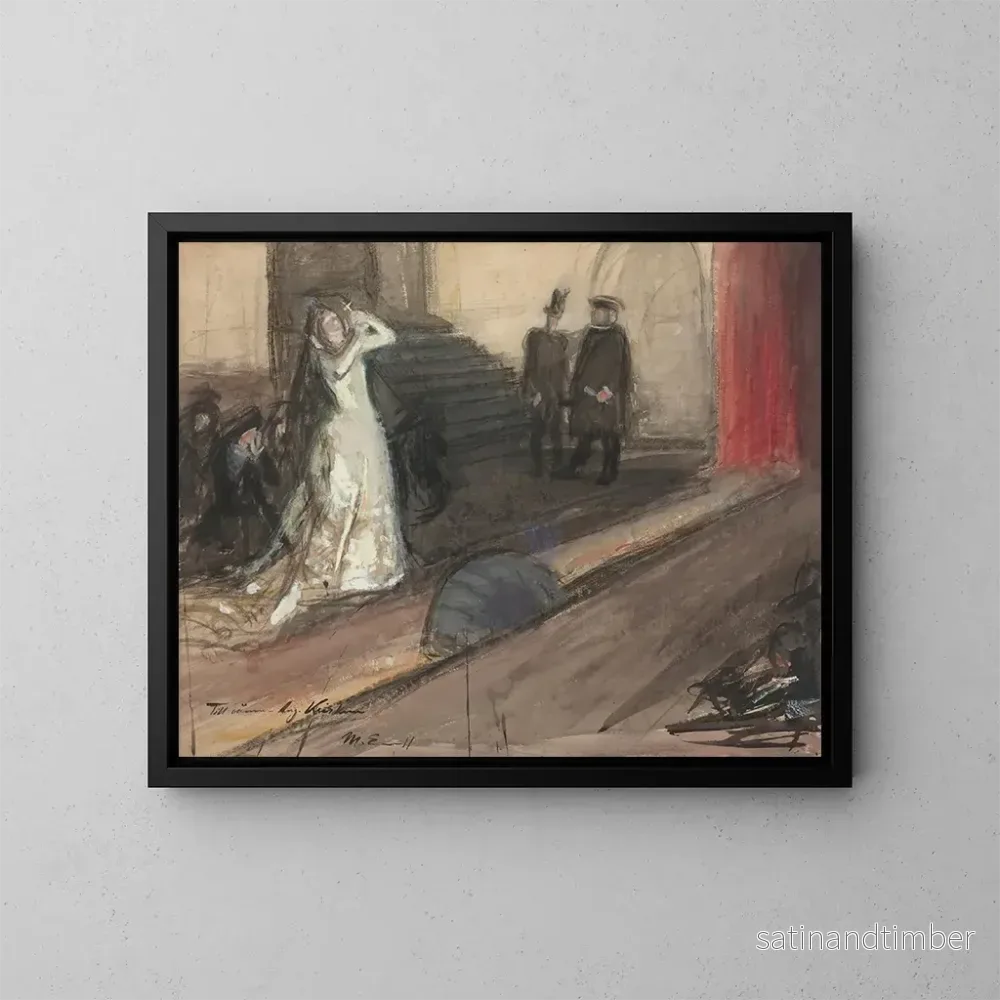 Reproduktion av målningen Scen av teater: Ida Aalberg i rollen som Marie Stuart – Magnus Enckell Reproduktion av målningen Scen av teater: Ida Aalberg i rollen som Marie Stuart – Magnus Enckell