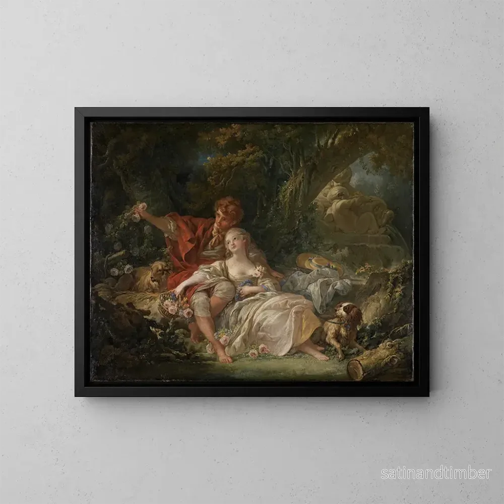 Reproduktion av målningen av herdar och herdarinnor - François Boucher