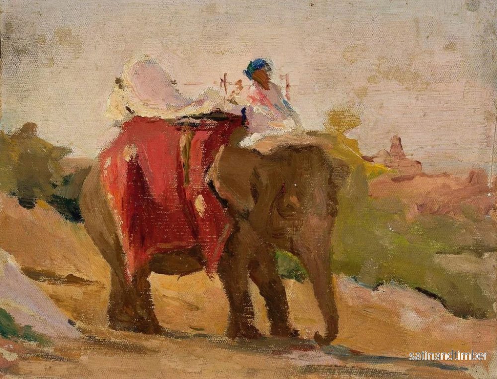 Reproduktion av målningen Chittorgarh, min resandeelefant i Indien - Jan Cybis - Bild 2