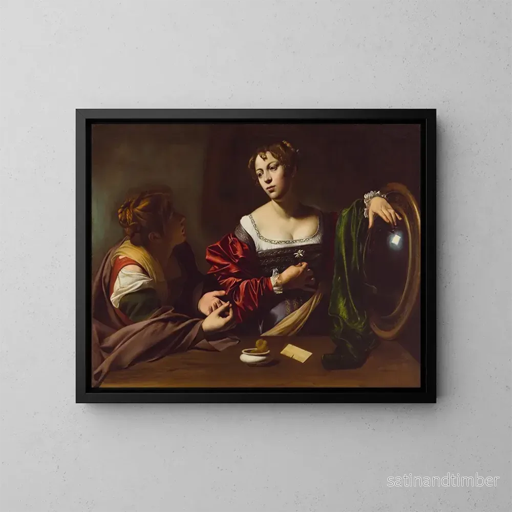 Reproduktion av målningen Martha och Maria Magdalena - Le Caravage