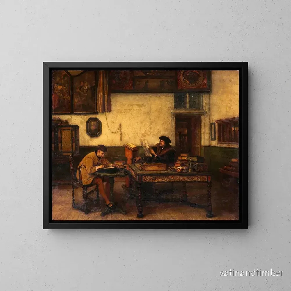 Reproduktion av målningen av Érasme i hans studie – Jan August Hendrik Leys