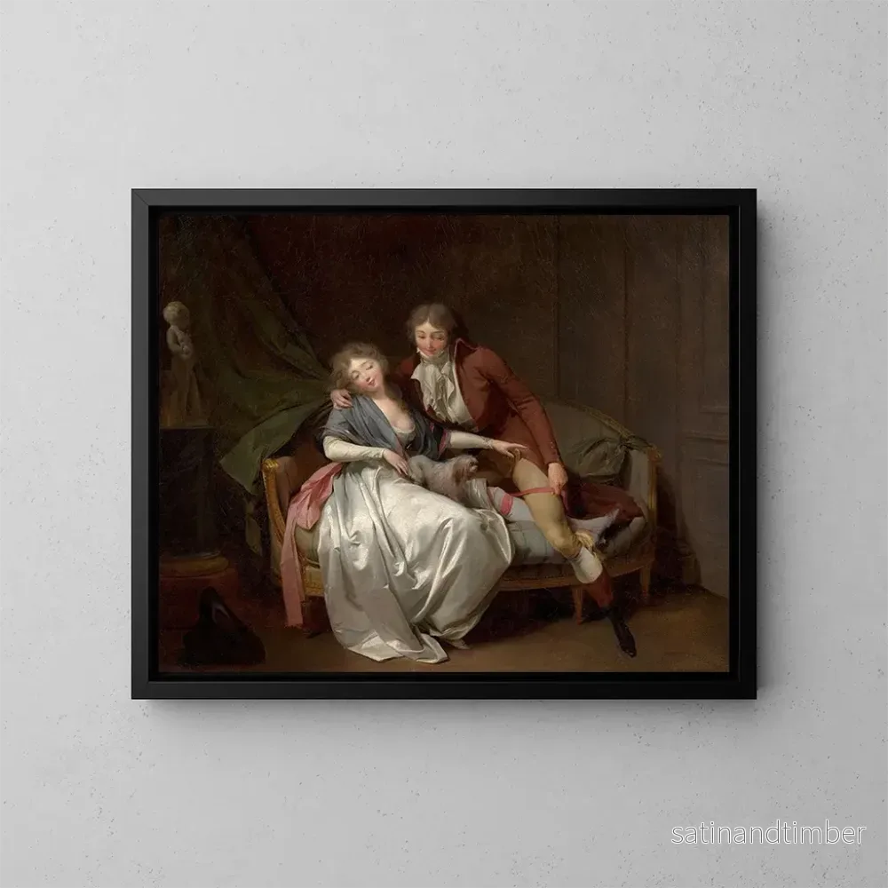 Reproduktion av målningen Défends-moi - Louis Léopold Boilly
