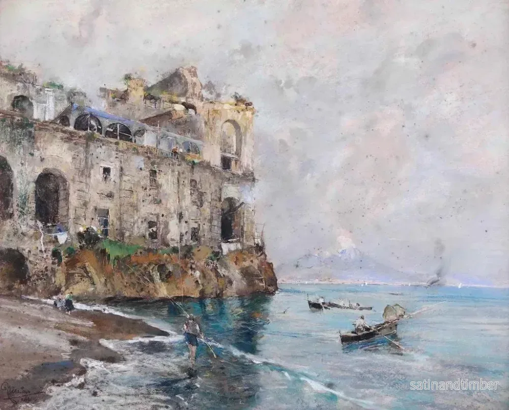 Reproduktion av målningen Palais Donn'Anna à Naples - Giuseppe Casciaro - Bild 2