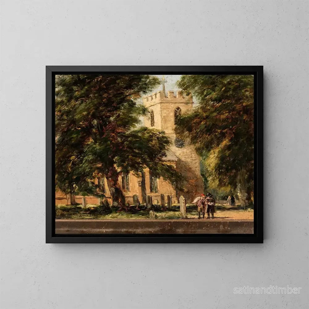 Reproduktion av målningen av Harborne kyrka nära Birmingham – David Cox Reproduktion av målningen av Harborne kyrka nära Birmingham – David Cox