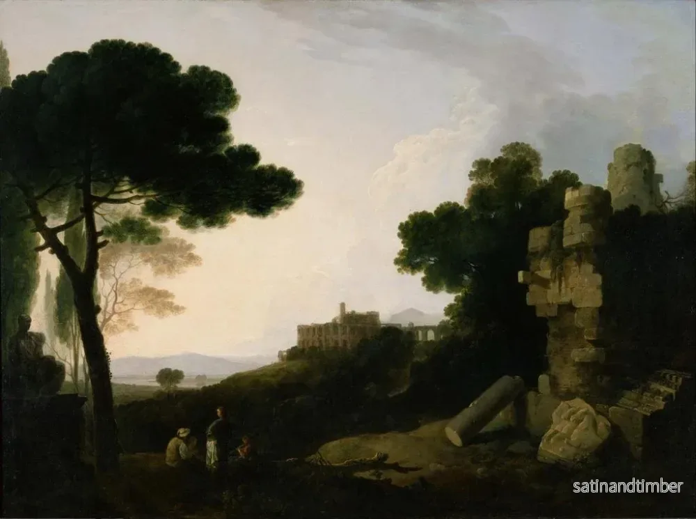 Reproduktion av målningen Landskapskapriccio med Horatius och Curiatius gravar samt Mecenas villa i Tivoli - Richard Wilson - Bild 2