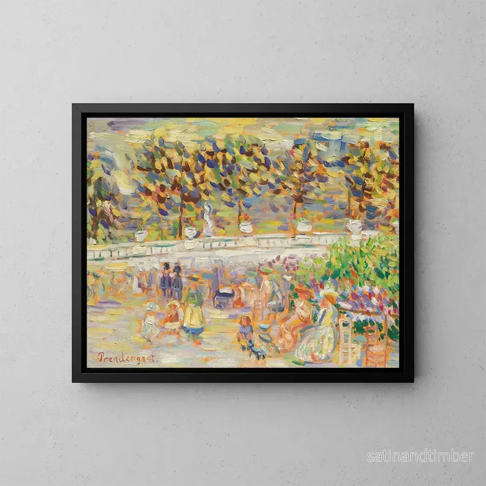 Reproduktion av målningen Sommar i parkens trädgård Luxembourgparken Paris - Maurice Prendergast