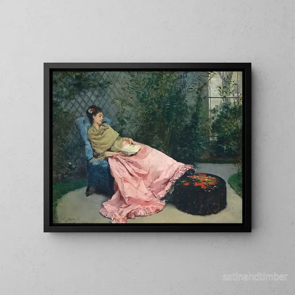 Reproduktion av målningen Sieste - Raimundo de Madrazo y Garreta