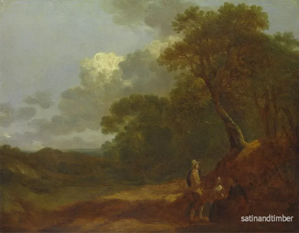 Reproduktion av målningen landskapsbild med skog och en man som talar med två kvinnor sittande - Thomas Gainsborough - Bild 2