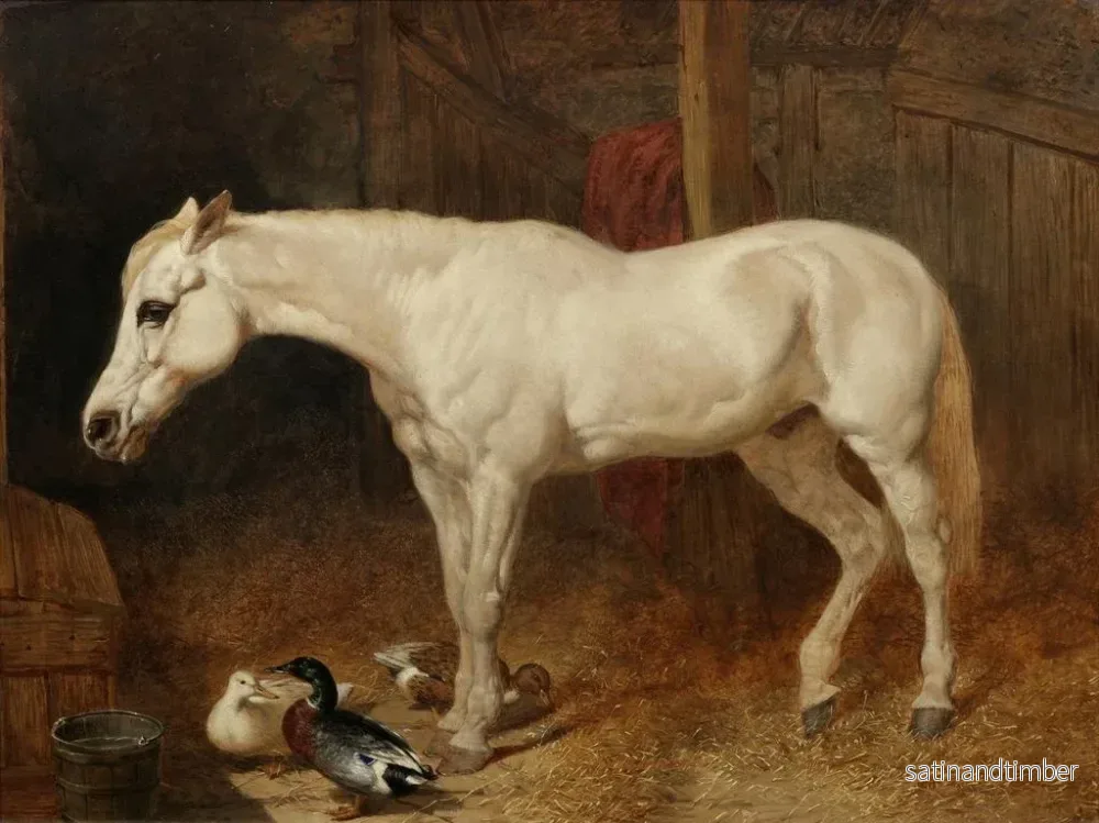 Reproduktion av målningen En grå häst i en stall - John Frederick Herring den äldre - Bild 2
