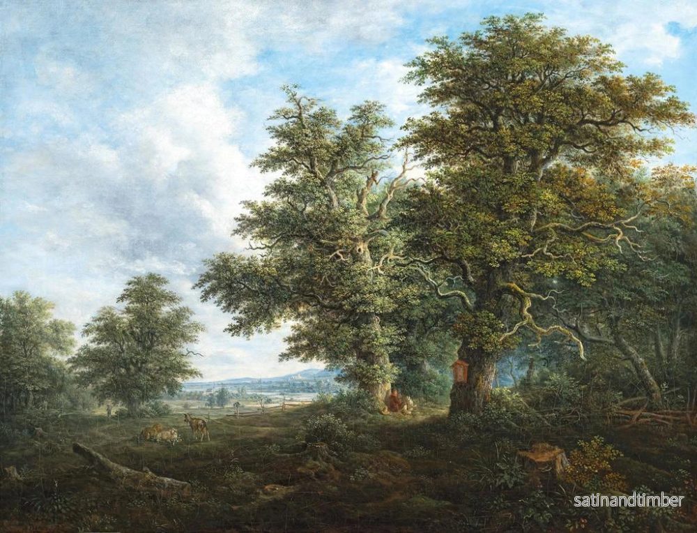 Reproduktion av målningen av ett böljande landskap med en resenär som vilar under en ekskog - Johann Jacob Dorner - Bild 2
