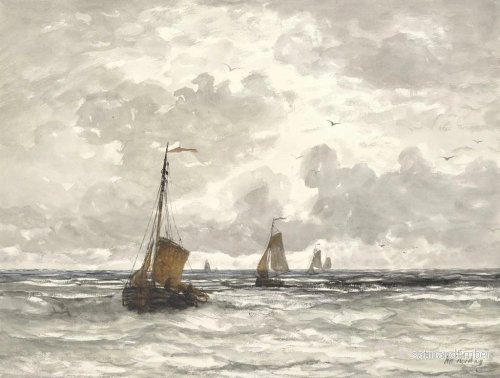 Reproduktion av målningen Båtar för fiske på vågorna - Hendrik Willem Mesdag - Bild 2