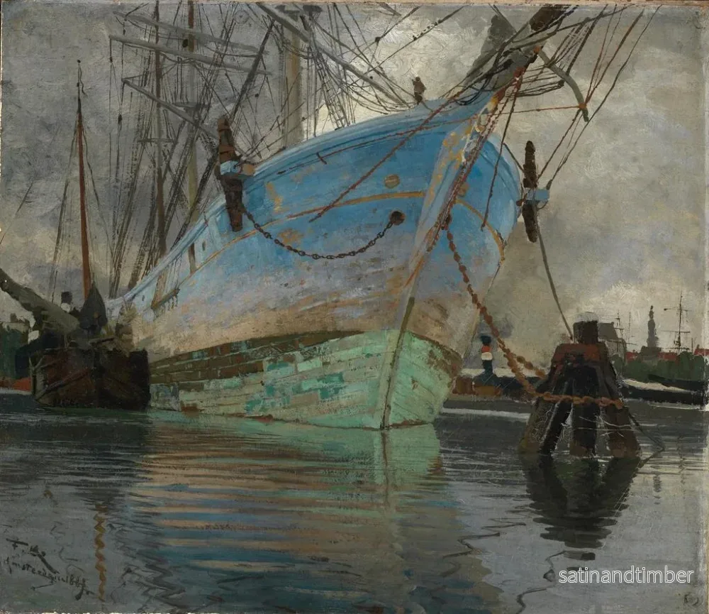 Reproduktion av målningen Båtar i Amsterdams hamn - Friedrich Kallmorgen - Bild 2