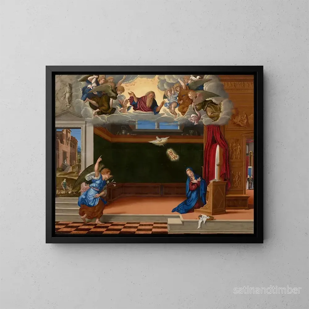 Reproduktion av målningen L'Annonciation - Girolamo da Santacroce