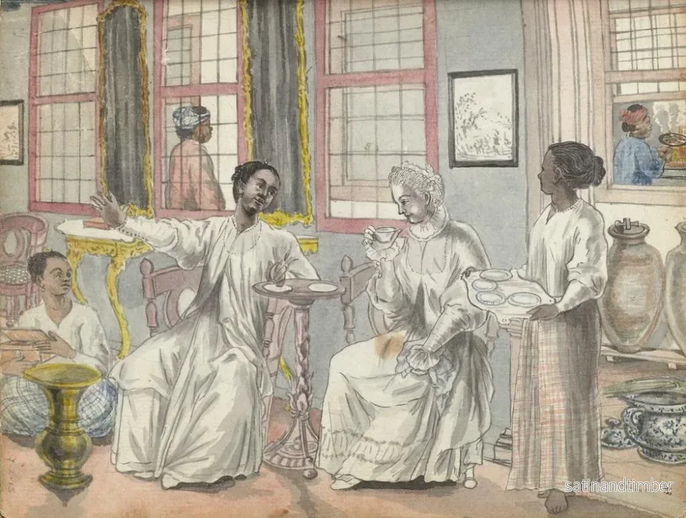 Reproduktion av målningen La visite dans une maison européenne à Batavia - Jan Brandes - Bild 2