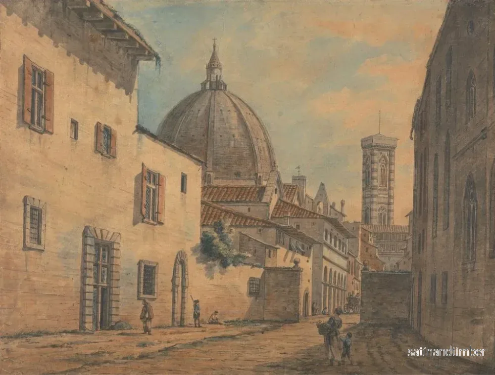 Reproduktion av målningen En gata i Florens med Duomo och Campanile i bakgrunden - William Marlow - Bild 2