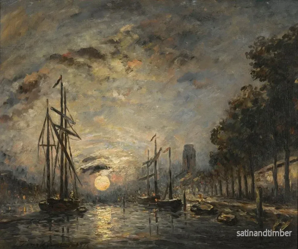 Reproduktion av målningen Klar natt på en kanal i Dordrecht - Johan Barthold Jongkind - Bild 2