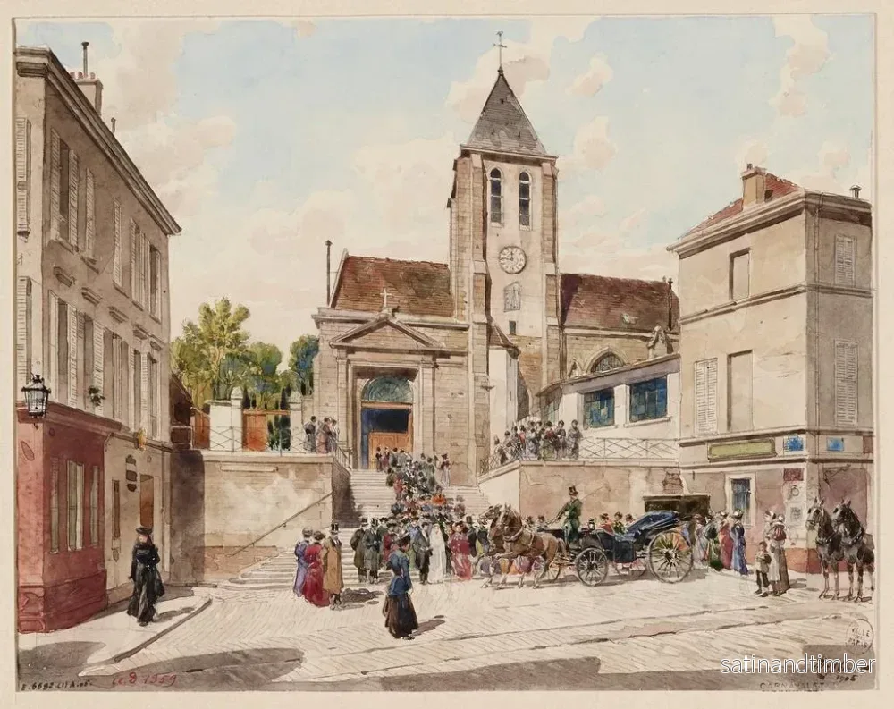 Reproduktion av målningen L: kyrkan Saint-Germain de Charonne, 4 place Saint-Blaise och 119 rue de Bagnolet, Utgången från ett bröllop - Fédor Hoffbauer - Bild 2