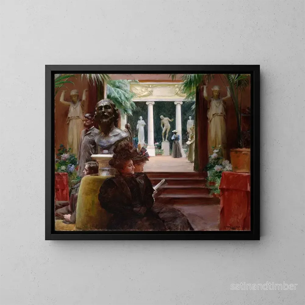 Reproduktion av målningen Utställning av skulptur - Charles Courtney Curran