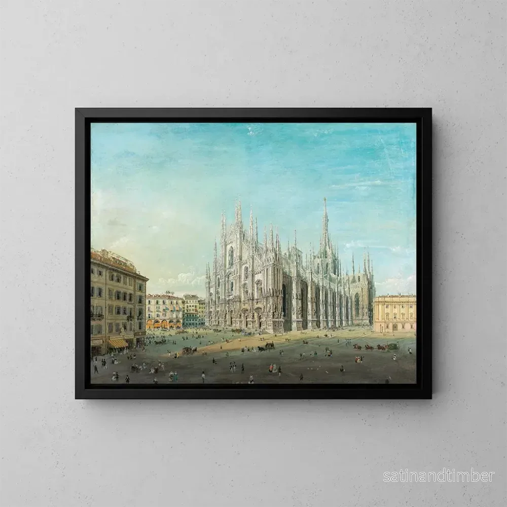 Reproduktion av målningen Place du Duomo à Milan - Carlo Bossoli