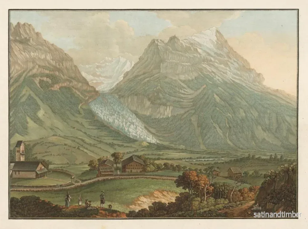 Reproduktion av målningen av Glacier inférieur de la vallée du Grindelwald dans le canton de Berne - Friedrich Rosenberg - Bild 2