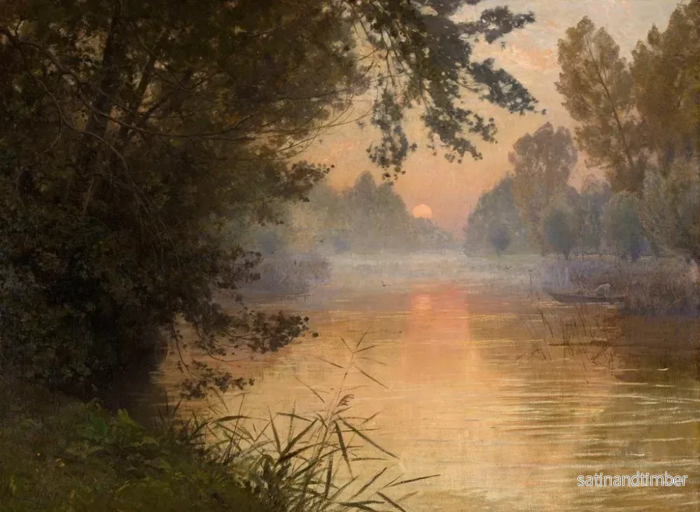 Reproduktion av målningen Solnedgång vid Loing-flodens strand - Henri Zuber - Bild 2