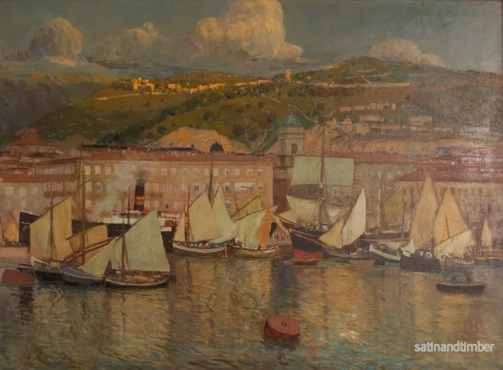 Reproduktion av målningen Sommarkväll vid Fiume hamn - Raoul Frank - Bild 2