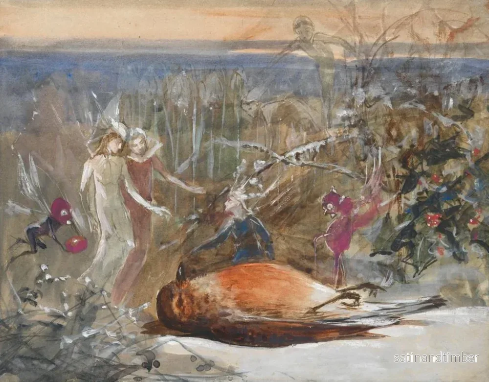 Reproduktion av målningen Vem mördade Cock Robin? En studie - John Anster Fitzgerald - Bild 2