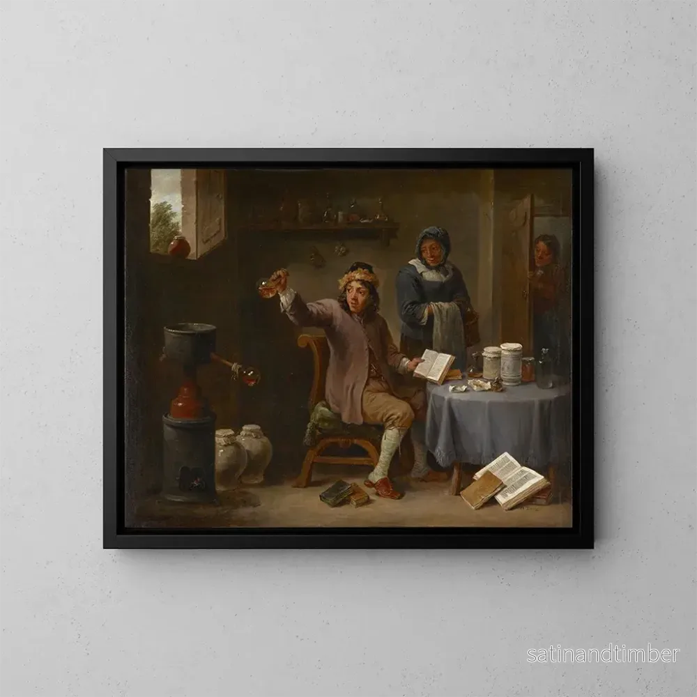 Reproduktion av målningen La Consultation - David Teniers den Yngre