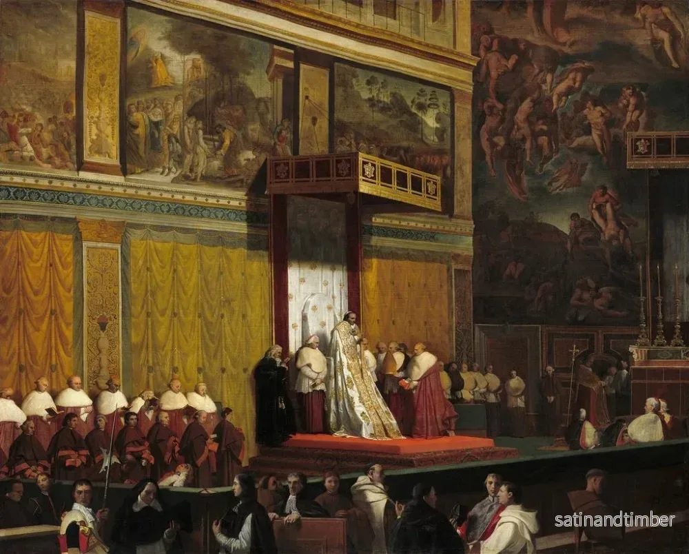 Reproduktion av målningen Le pape Pie VII dans la chapelle Sixtine - Jean-Auguste-Dominique Ingres - Bild 2