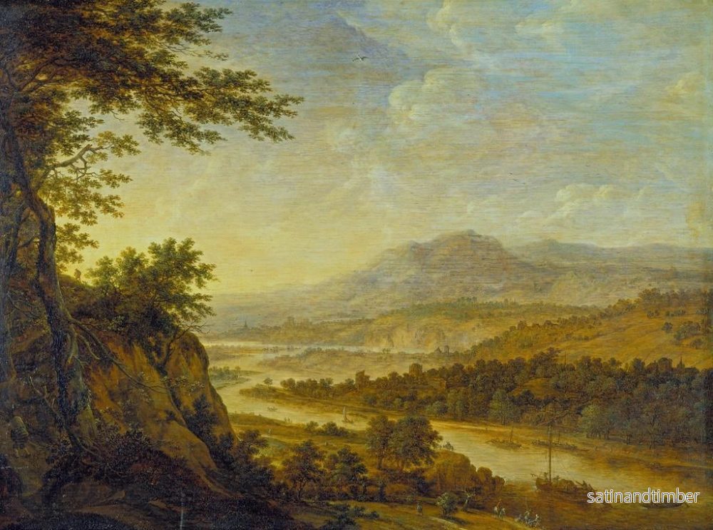 Reproduktion av målningen av flodlandskap med klippkustens uppgång - Herman Saftleven III - Bild 2