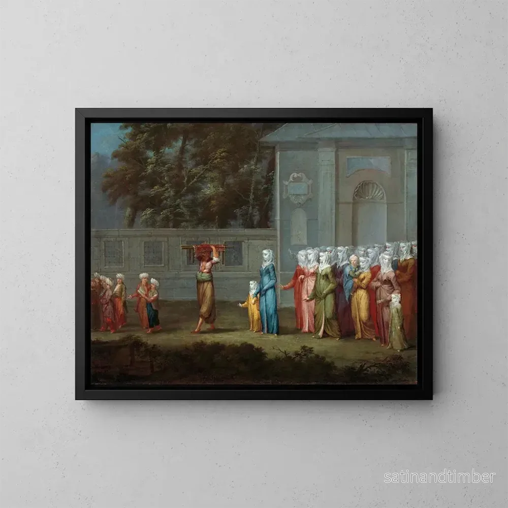 Reproduktion av målningen Le premier jour d'école - Jean-Baptiste Vanmour