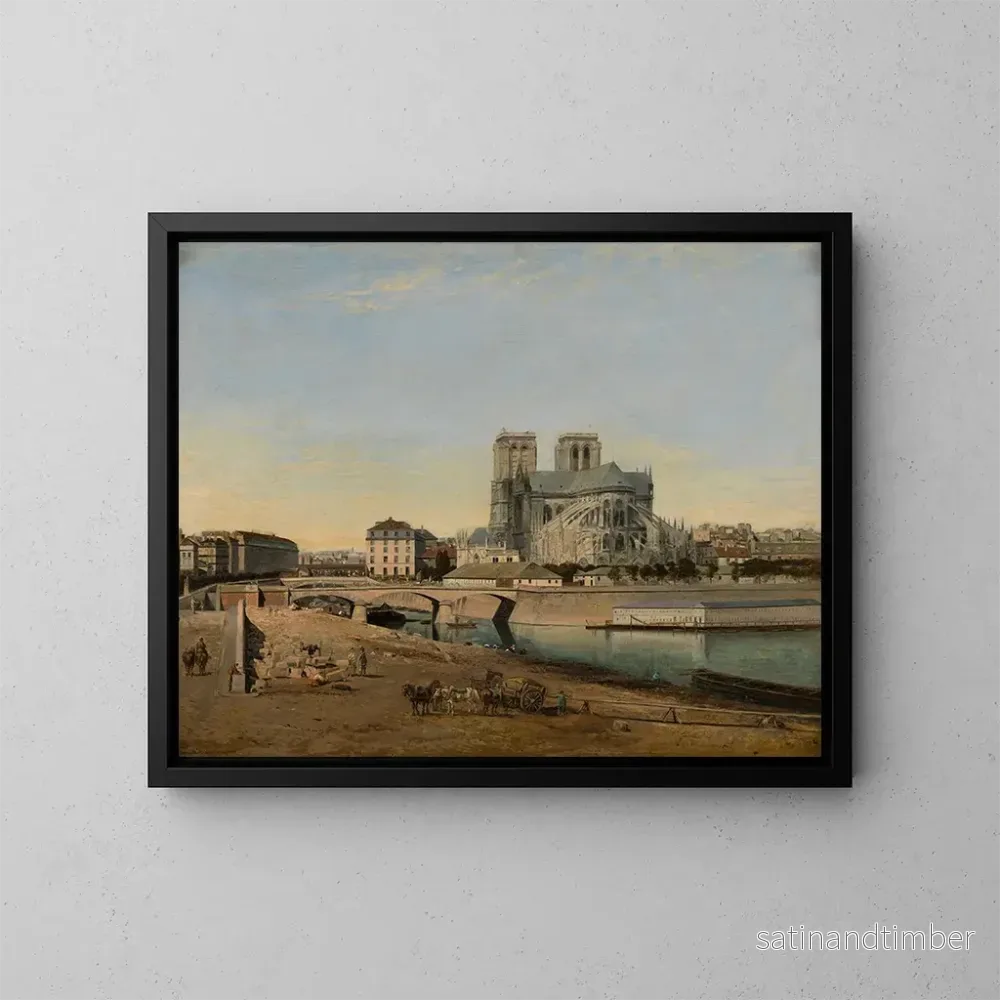 Reproduktion av målningen Notre-Dames absid sedd från Quai de la Tournelle - Émile Harrouart