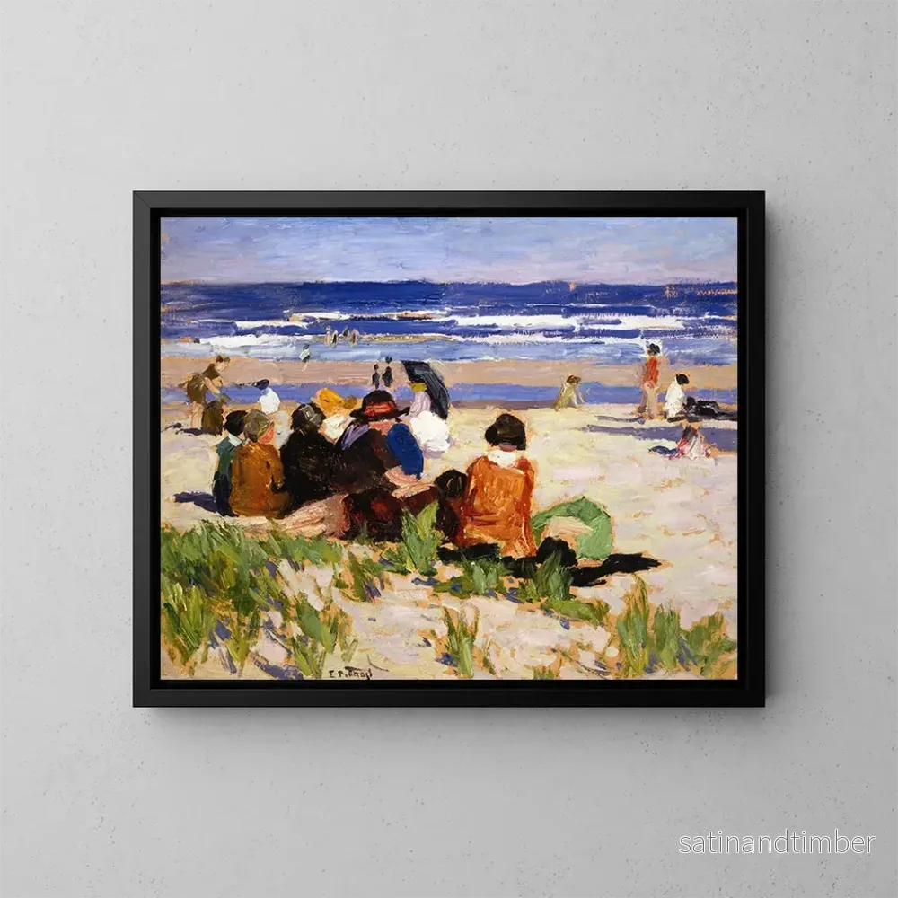 Reproduktion av målningen På stranden i Ogunquit, Maine – Edward Henry Potthast