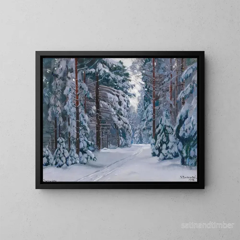 Reproduktion av målningen En snötäckt väg i skogen - Stanislav Yulianovich Zhukovsky