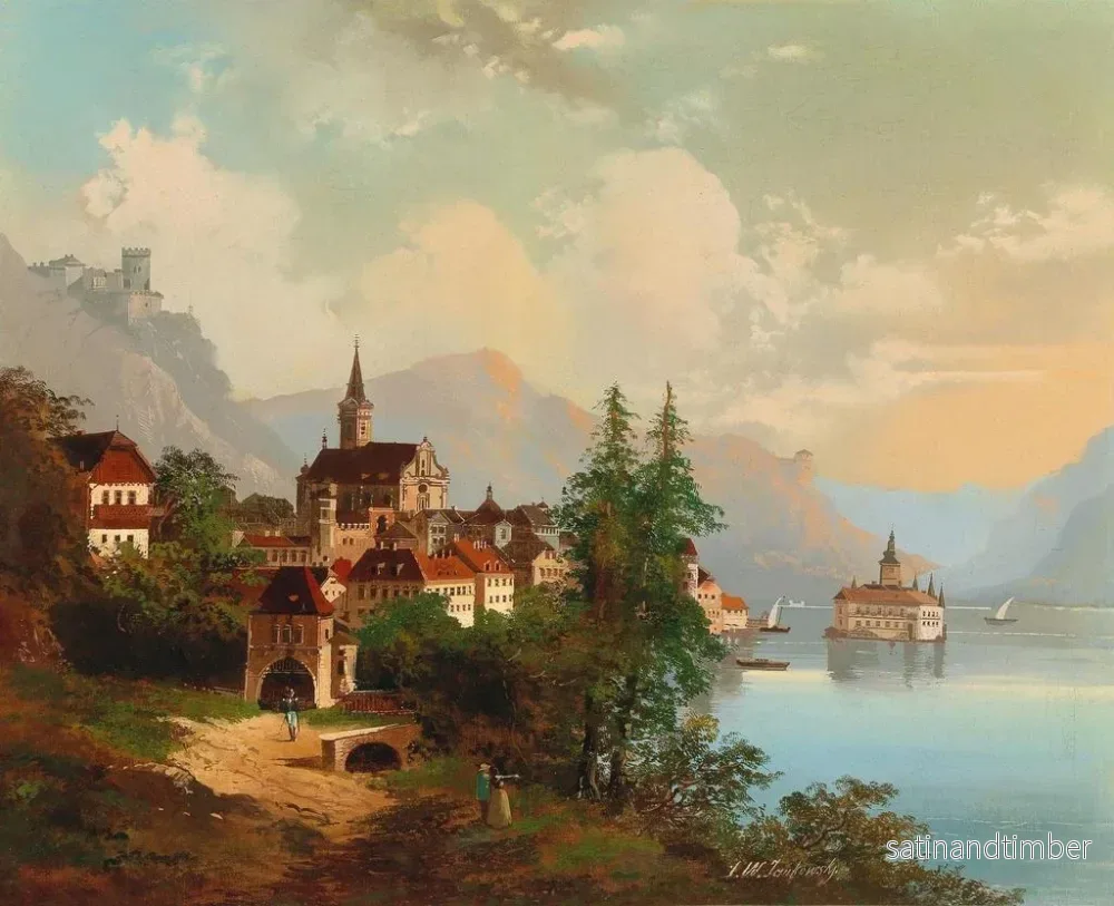 Reproduktion av målningen Vy över en stad och ett vattentorn - Johann Wilhelm Jankowski - Bild 2