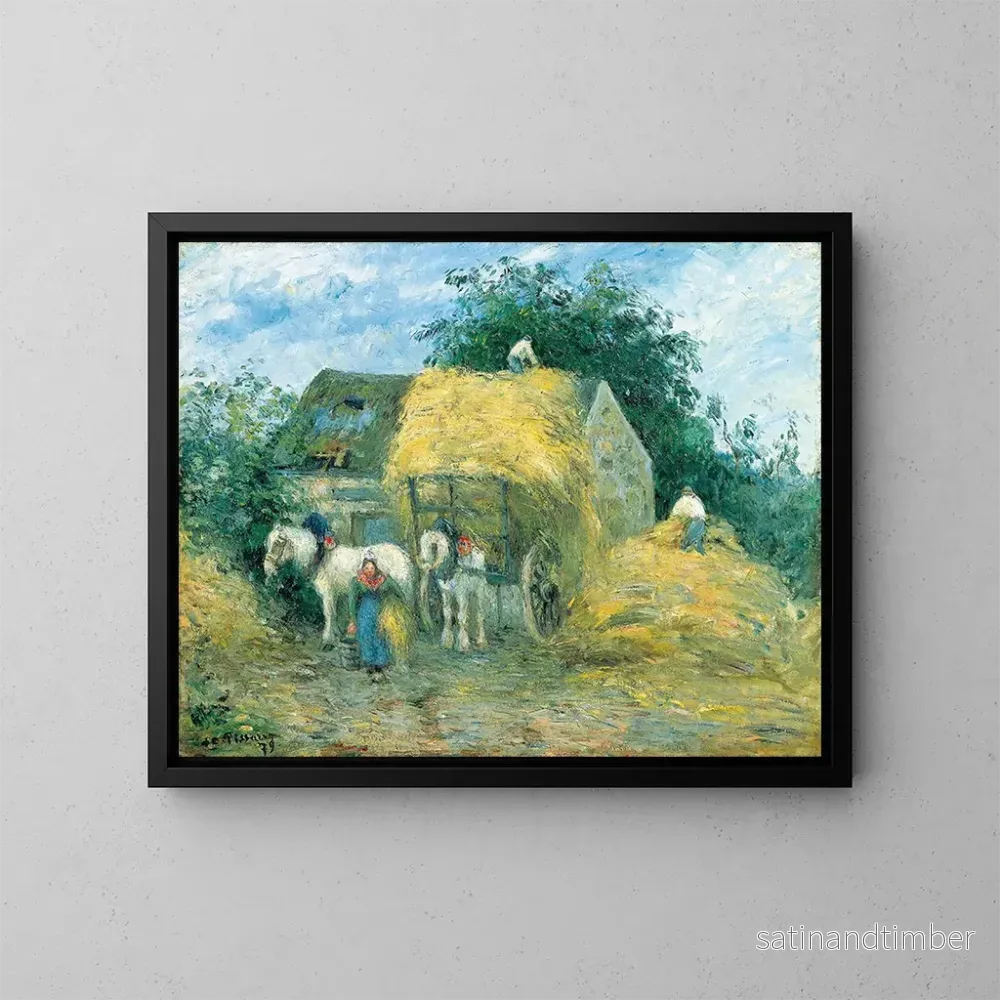 Reproduktion av målningen Le Chariot de foin Montfoucault - Camille Pissarro