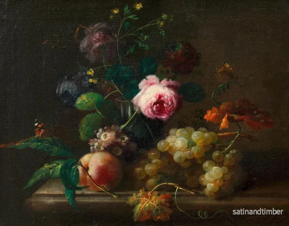 Reproduktion av målningen av stilleben med blommor och frukter - Johann Baptist Drechsler - Bild 2