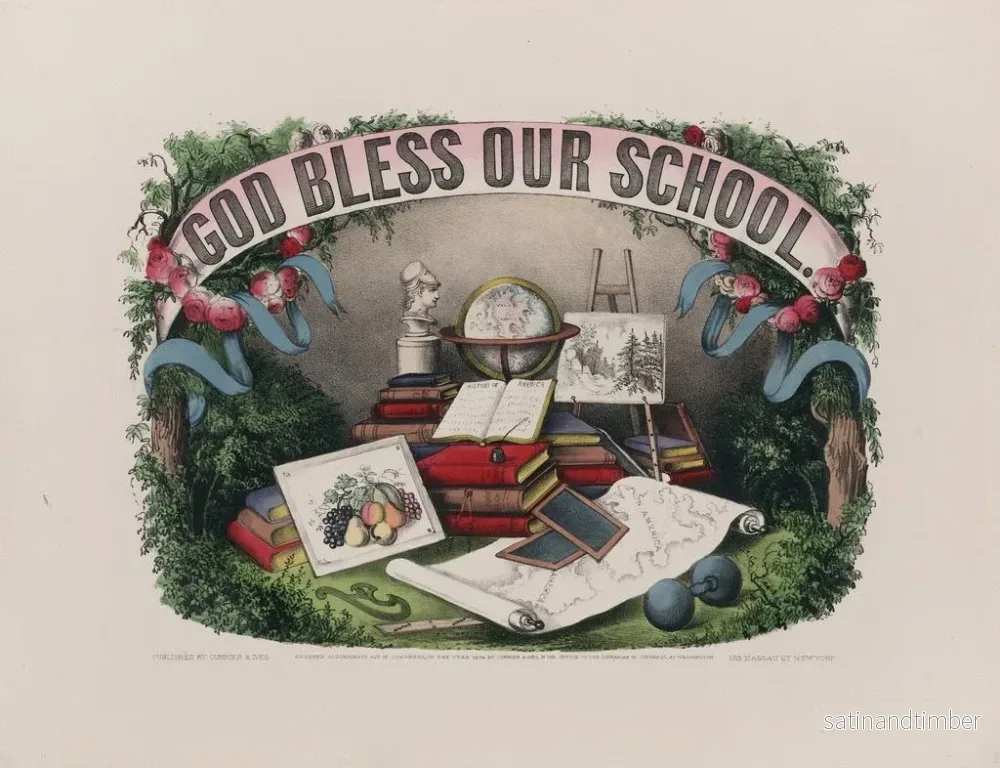 Reproduktion av målningen Gud välsigne vår skola - Currier & Ives - Bild 2