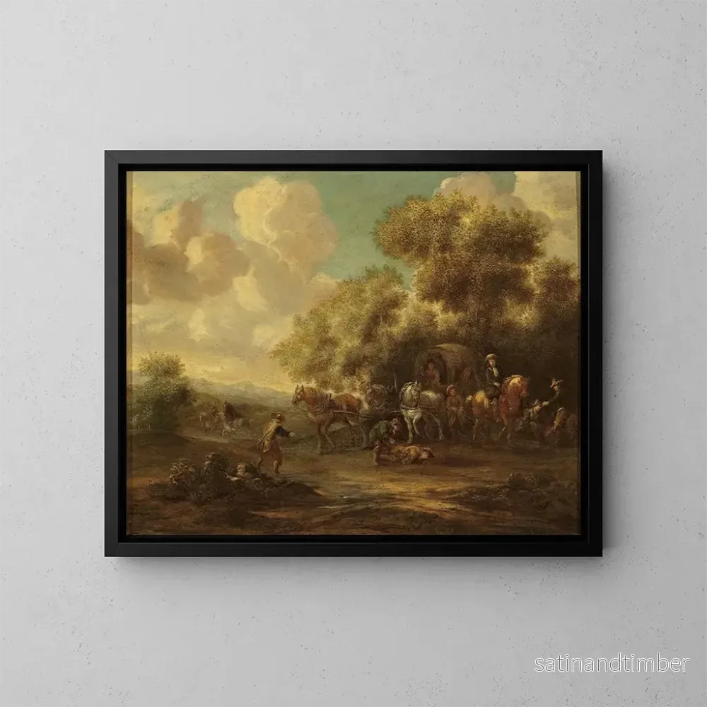 Reproduktion av målningen Attaque sur des voyageurs - Eise Aetes Ruytenbach