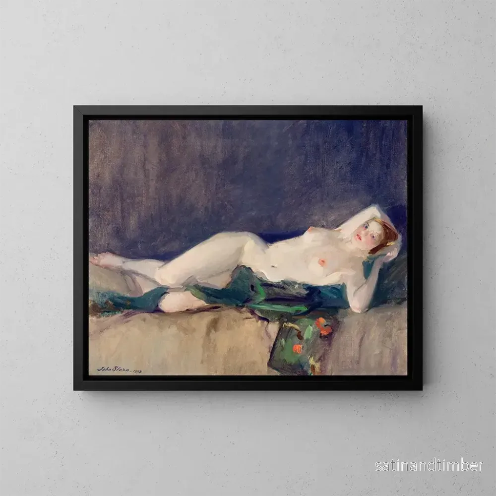Reproduktion av målningen Nu med grön scarf - John Sloan