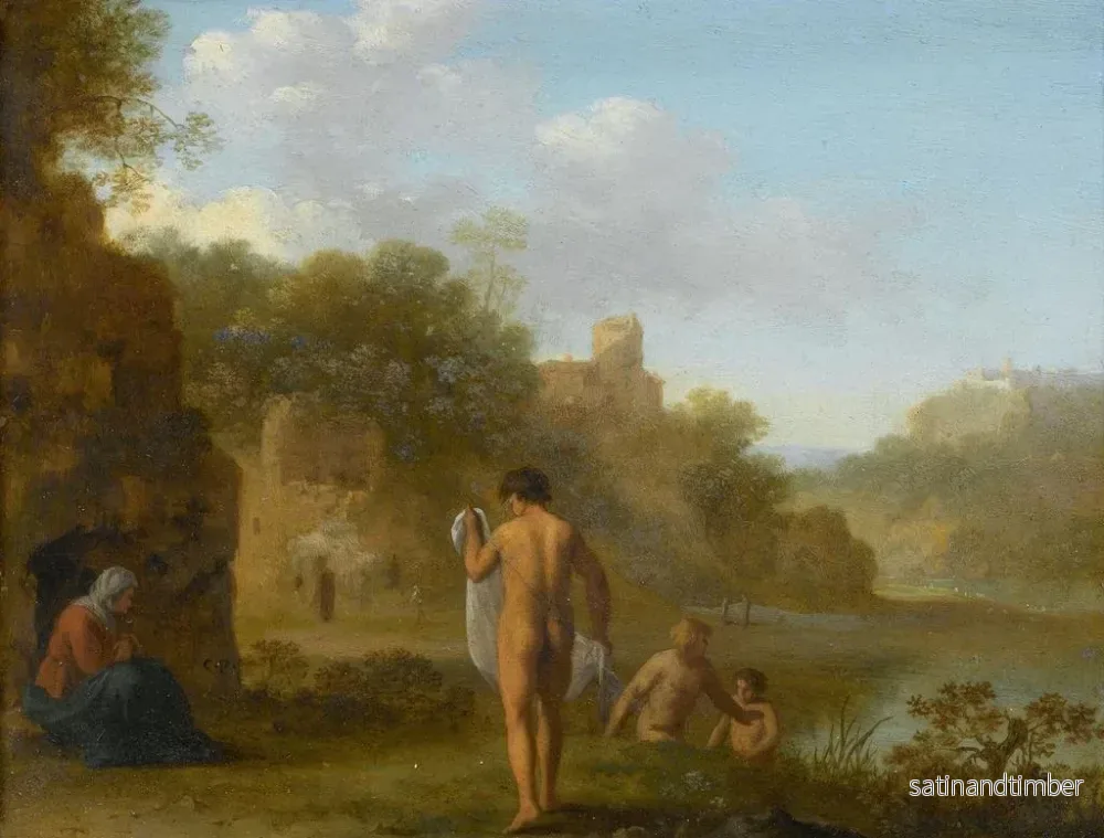 Reproduktion av målningen Hommes se baignant - Cornelis van Poelenburch - Bild 2