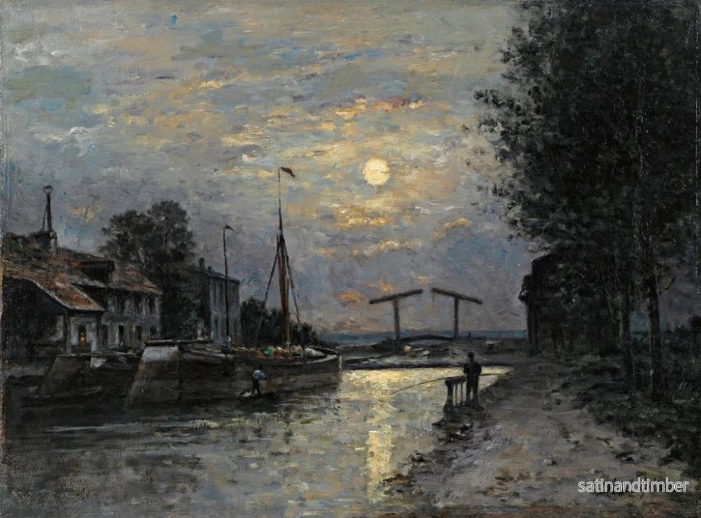 Reproduktion av målningen Le Canal Saint-Denis, månljuseffekt - Stanislas Lépine - Bild 2