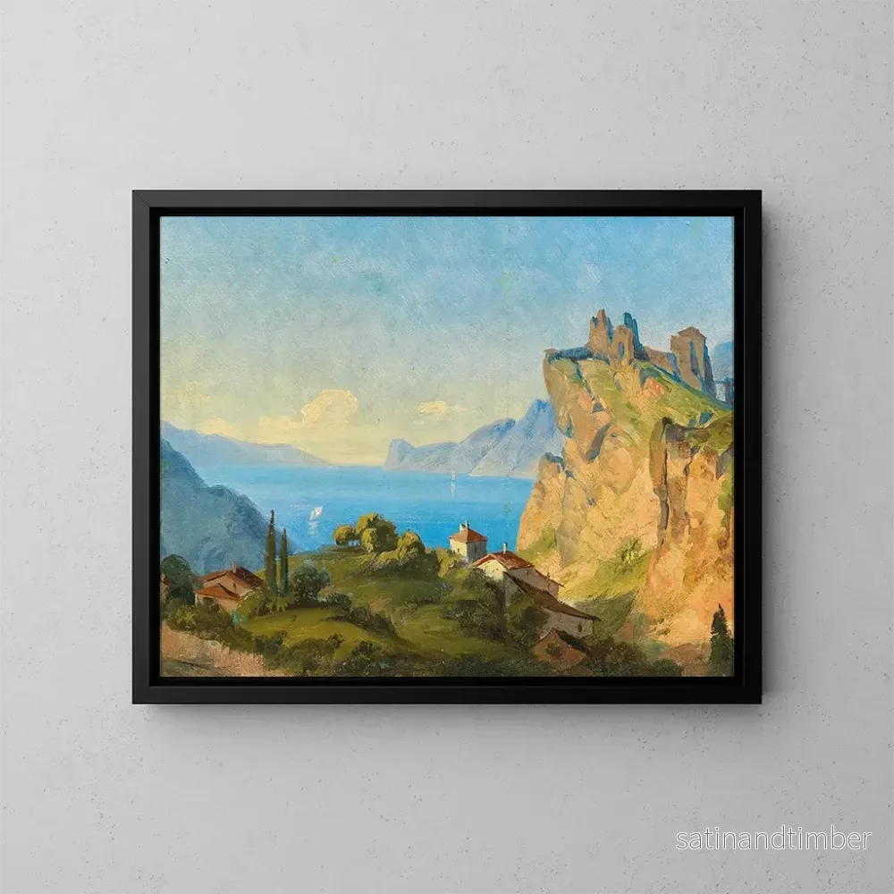 Reproduktion av målningen Vue de Nago sur le lac de Garde - Edmund Von Wrndle