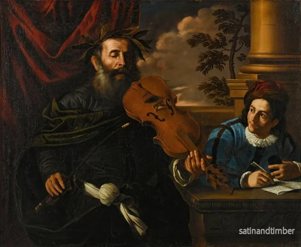 Reproduktion av målningen Homère som spelar violin tillsammans med en elev - Pier Francesco Mola skola - Bild 2