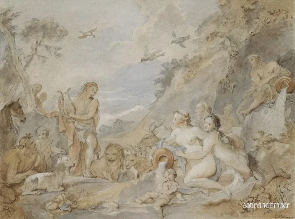 Reproduktion av målningen Orphée som förtrollar nymfer, dryader och djur - Charles-Joseph Natoire - Bild 2