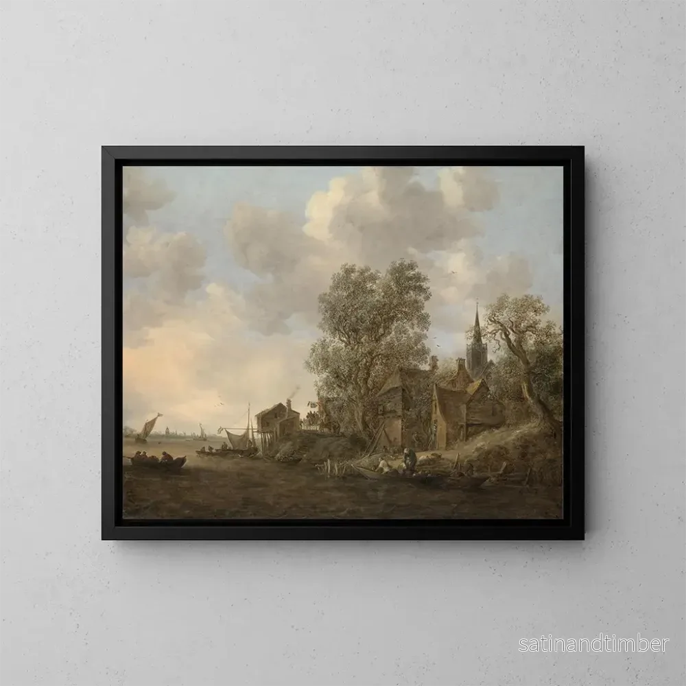 Reproduktion av målningen Vy över en stad vid en flod - Jan van Goyen